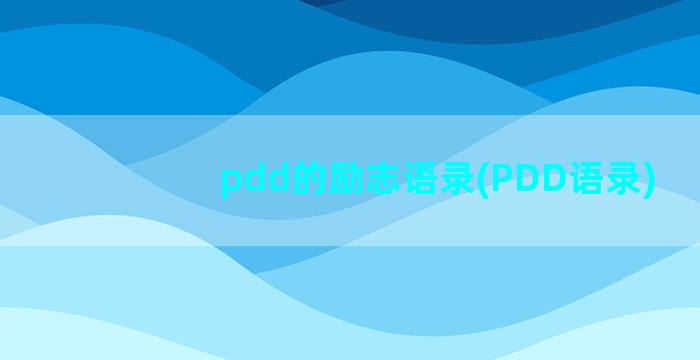pdd的励志语录(PDD语录)